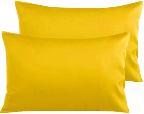 2 Pack Plain Pillow Case Premium Hotel Quality Soft Cozy & Breathable Poly Cotton Pillow Cover 50x75 cm (Mustard)