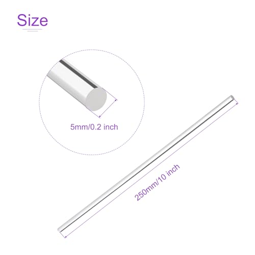 Image of DMiotech 2 Pack 0.2 Inch x 10inch Round Rod Solid PMMA Bar for DIY Crafts Clear