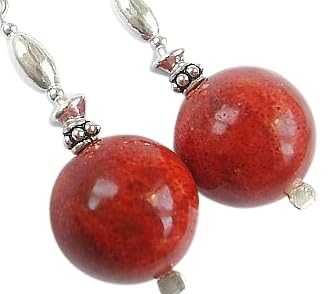 Boucles d'oreilles en corail argenté pendantes et bijoux femme en argent massif