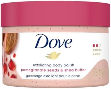 Dove Body Polish Exfoliating Scrub, Moisturizing Shea Butter and Pomegranate Seeds | Nourishes & Conditions Soft Skin | Sulphate Free, 298gm.