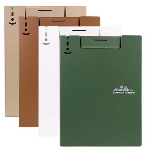 Clipboard Folder, 4 Pcs A4 Foldable Clipboard with Metal Clip, 360° Foldable 12.5x9 Inch Plastic Clipboard, Document Holder for Work