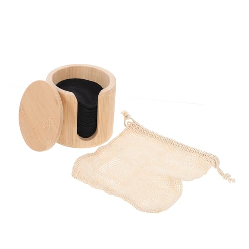 Gogogmee 16 pièces Pads Démaquillants Fibre Végétale Lavables Réutilisables pour Nettoyage Du Visage Doux et Profond avec Sac Coton et Boîte en Matériau Naturel Soins Quotidiens Peau