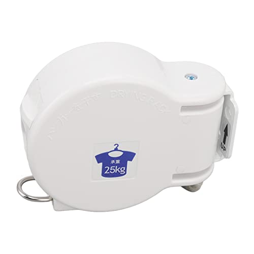 Retractable Clothesline, Heavy Duty PVC Coated Drying Line, 2 x 49 Feet, Space Saving, Easy Installation for Indoor and Outdoor Use (White)