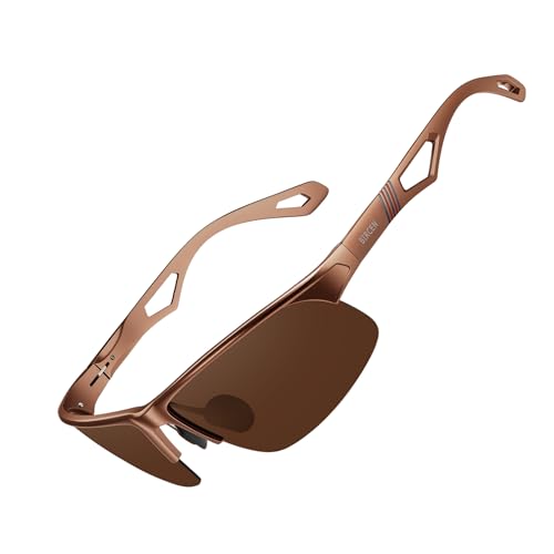 Image of BIRCEN Polarized Anti-Glare Sunglasses for Men: Lightweight Metal Wrap around Sun Glasses UV Protection for Driving Fishing