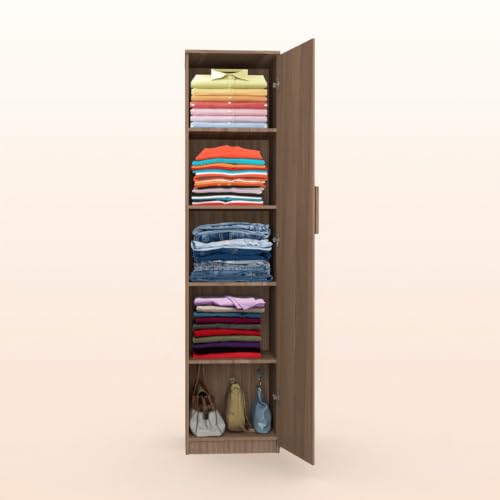 Image of COUCH CULTURE Adona Engineered Wood Wardrobe for Clothes with 1 Door | Storage Organizer | Storage Cabinet for Kitchen | Multipurpose Almirah for Bedroom, Living Room | 1 Year Warranty - Leon Teak