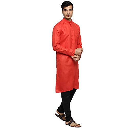 Image of Royal Kurta Men's Cotton Knee long full Sleeve Solid Straight Kurta Pyjama Set