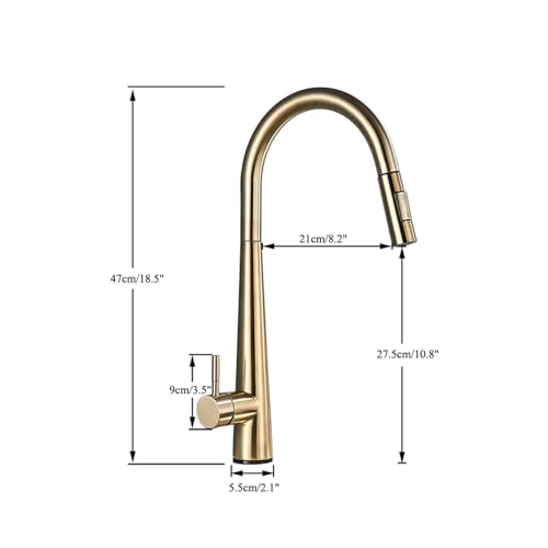 Robinet de cuisine à capteur blanc et or brossé avec douchette extractible rotative à 360° - 6