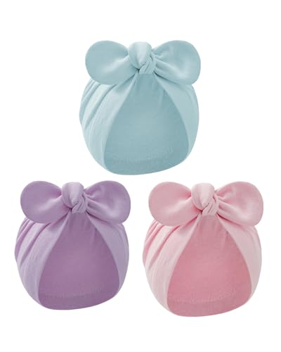 Century Star Baby Girl Beanie Hats Bow Knot Baby Bonnet Infant Toddler Hospital Hat Newborn Cotton Head Wrap Beanie Cap