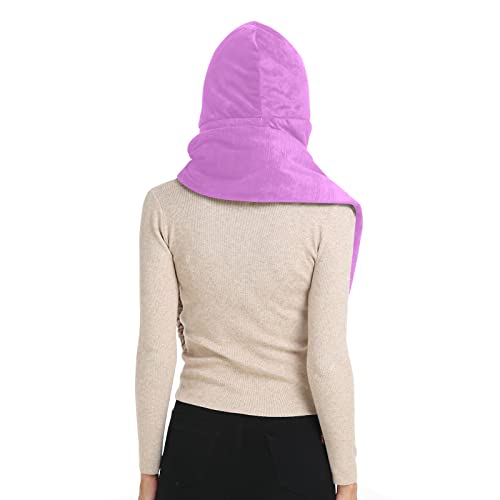 Fashion Winter Hooded Scarf for Women Warm Hoodie Hat Scarf Gloves Set Soft Long Scarf Shawl Wraps3