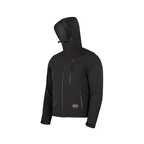 Pioneer Men's Heated Softshell Jacket - Water Resistant with Detachable Hood - Power Bank Not Included (Multiple Colors)