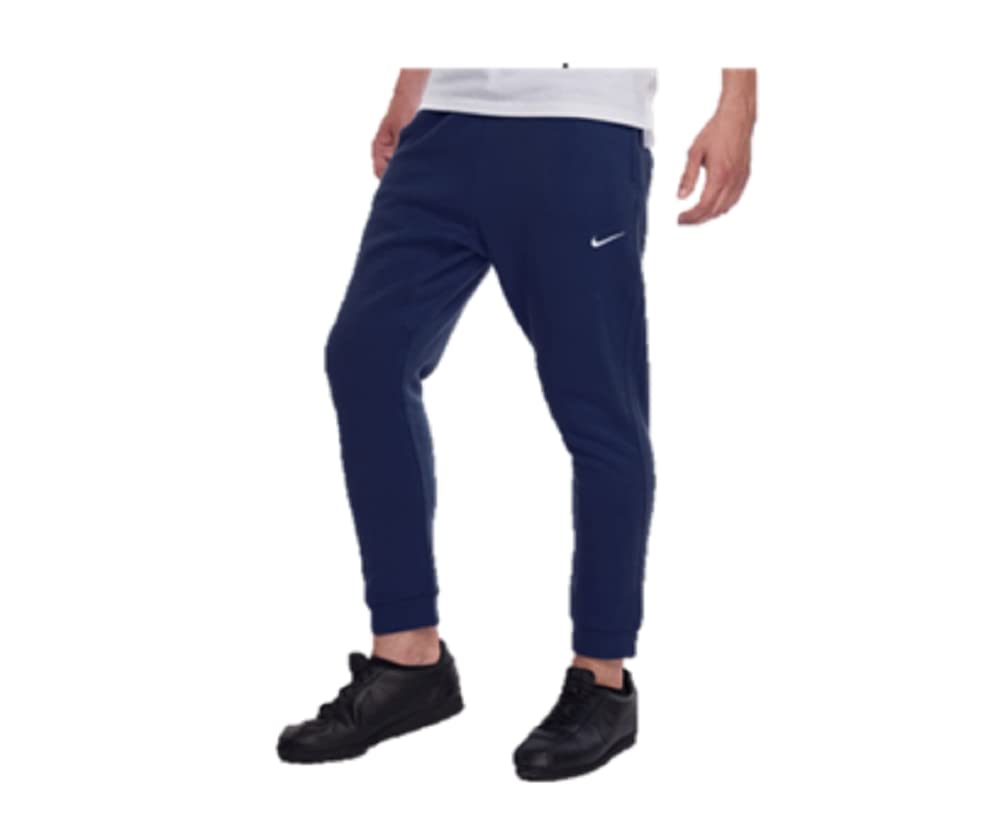 NIKE Swoosh Club Men's Sportswear Football Joggers Bottoms Blue White Fleece Size Small S