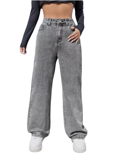 Image of Glossia Denim Baggy Jeans for Women | Stretchable High Waist Straight Fit Jeans for Women | High Rise Stretch Denim | Loose Fit Plus Size Denim (Sizes - 24 to 44) WJ11-1205-$