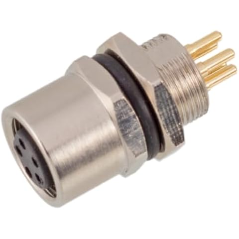 RFcoms M8 Senor Connector Waterproof, 3 4 5 6 8 Pin Male Female PCB Back/Rear Panel Mount Connector Threaded Coupling Adapters A-Coding Circular Connectors (Female Front Mount,3Pin) Cover