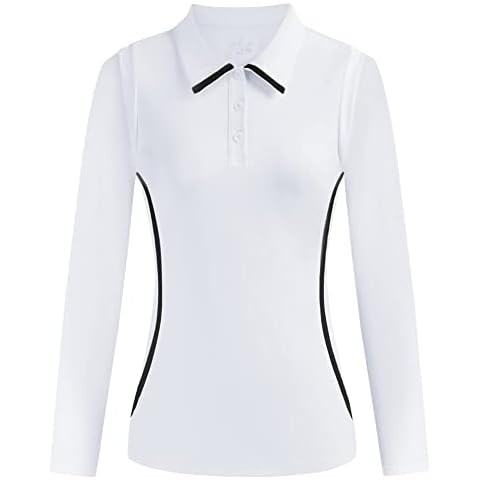 Jack Smith Womens White Dri Fit Golf Shirt Long Sleeve SPF Collar Sport Moisture Wicking Polo Sport Shirts X-Large Cover