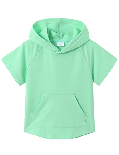 Image of Spring&Gege Boys Light Weight Short Sleeve Hoodie Casual Solid Pullover Hooded T-shirt with Pocket