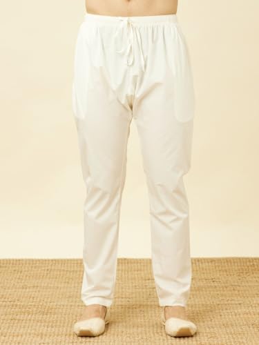 Image of Manyavar Men's Cotton Blend Self-Design Kurta Pyjama Set (2pcs)