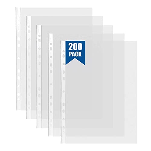 Pochette Plastique Classeur Lot De 200 Pochettes Perforées Transparentes A4 En Plastique Solide De Pochette Plastique A4