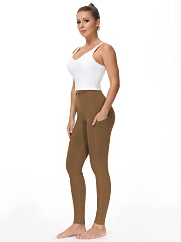 Image of THE GYM PEOPLE Thick High Waist Yoga Pants with Pockets, Tummy Control Workout Running Yoga Leggings for Women