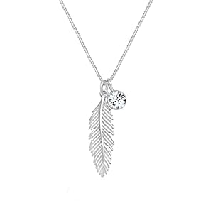 Elli Necklace Feather Crystal in 925 Sterling Silver
