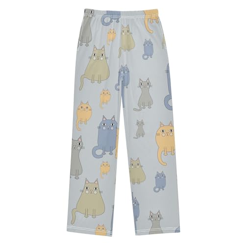 Boys' Pants Funny Cat Colorful Long Bottoms Jogger Pants Elastic Waist Trousers with Pockets S-XL