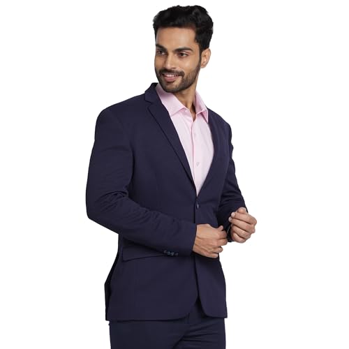 Image of Park Avenue Men's Super Slim Fit Pure Terylene Structure Pattern Notch Lapel Full Sleeve Formal Jacket