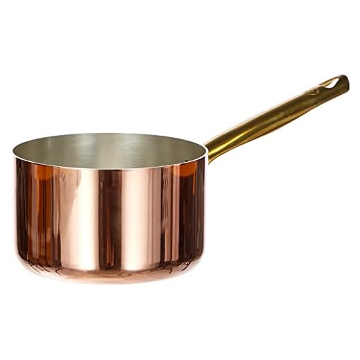 Pentole Agnelli Linea Rame Casseruola Alta con Manico Inox, Marrone, 16 cm