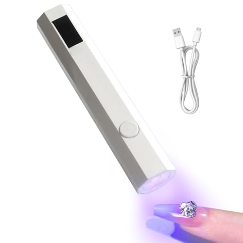 Genérico Lámpara de gel UV, lámpara LED UV para uñas de gel – Pequeña luz – 2 temporizadores, secador de uñas recargable para decoración de pegamento de diamantes de imitación, extensión rápida,