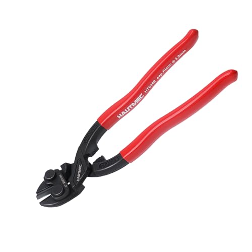 Image of HAUTMEC 8 Inch Mini Bolt Cutters, High Leverage Diagonal Cutting Pliers with 20 Angled Head, CRV Steel Nail Puller Pliers Tool for Pulling or Cutting Nails, Small Bolts and Wires, HT0468