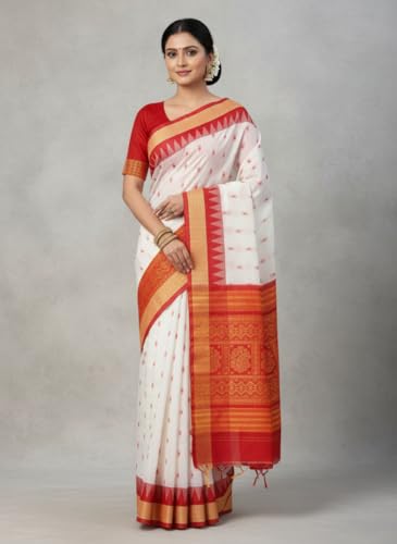 Image of NEW COLLECTION Women's Odisha Handloom Sambalpuri Pata Saree Temple Border Pasapalli Bomkai Buti Boyanika Design Saree Banarasi Soft Papa Silk Simple Ethnic Orissa Sari with Blouse Piece