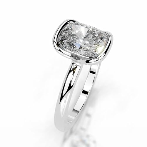 2.5 CT Elongated Cushion Cut Moissanite Engagement Ring for Women Bezel Solitaire Engagement Handmade Ring, Promise Gifts for Her, 10K/14K/18K Solid Gold Anniversary Propose Ring Gifts2