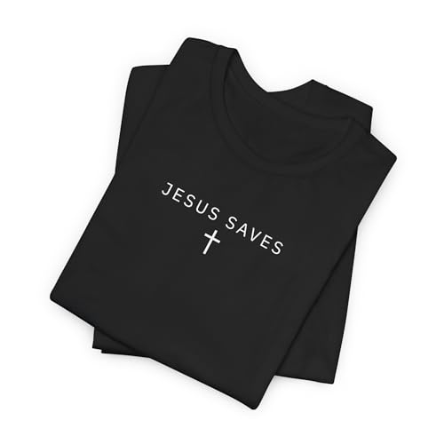 Jesus Saves Christian T-Shirt | Minimalist Faith Tee with Cross Design | Religious Gift for Men & Women3