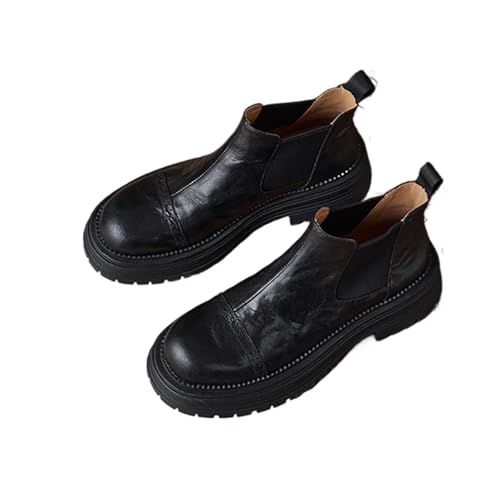 Women's Chunky Heeled Round Toe Oxford Style Ankle Fashion Flats Shoes Woman Trend Winter Wide Fit Shoes For Ladies