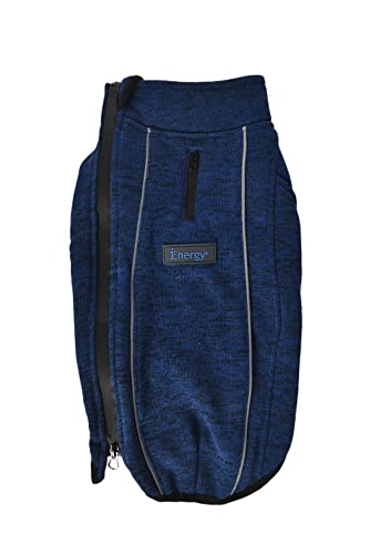 iEnergy™ OSC isolierende und warme Outdoor-Hundejacke mit Fleece-Innenfutter, windabweisender, ultraleichter und reflektierender Hundemantel, Ganzjahres-Hundeviespullover (Blau Groß)
