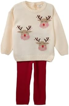 DeFacto Yılbaşı Temalı 2'li Takım Triko Kazak Alt Kız Bebek - Görsel 1