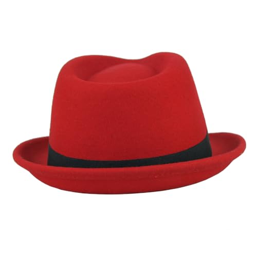 Image of FREEBIRD99 100% Wool Felt Panama Fedora Hat Short Brim Trilby Flat Hat for Men Women