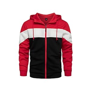 Wirltte Mens Hoodie Zip up Hoodies Color Block Hooded Sweatshirt Long Sleeve Patchwork Tops with Pockets