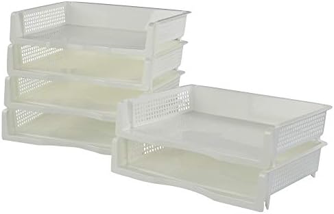Eudokky 6 Tier Plastic Stackable Paper Tray, A4 Letter Filing Document Trays, White