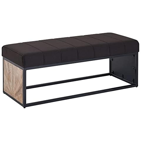 FineBuy Sitzbank Stoff Schwarz 105x40x40 cm Flur Polsterbank Cover