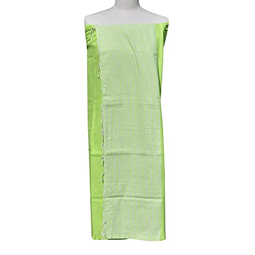 LES POULETTES BIJOUX - Towel Cotton Fouta Hammam or Beach Honeycomb Small White Stripes 100 x 200cm - Green - Image 2