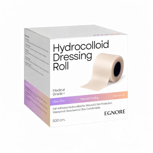 EGNORE Medical Grade Hydrocolloid Dressing Roll, For Wound And Acne Care, Waterproof Wound Care Tape, Cut-to-Fit for Blisters, Burns, Acne & Skin Protection (5 Cm x 500 Cm)