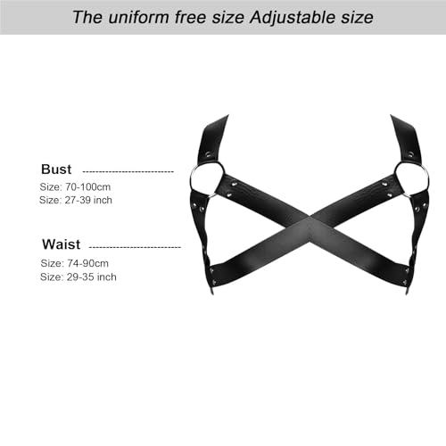 Men Punk Leather Belts Body Chain Waist Belt Goth Bondage Lingerie BDSM Lingerie Harness Garter Belts Bodysuit Accessories(Red)4