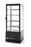 HENDI 233269 Kühlvitrine, Aufsatz, Temperatur von 2 bis 6°C, automatischer Abtauung, Inklusive 4 höhenverstellbare Regalböden, LED Innenbeleuchtung Oben, 98L, 230V, 210W, 452x406x(H)1116mm, Schwarz