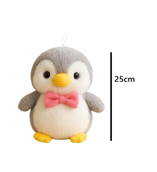 Image of SCOOBA Super Soft Grey Penguin Soft Toys for Kids Babies 25cm(Grey Penguin with Bow)
