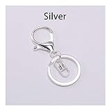 Fine or Fashion: Fashion Schlüsselanhänger 5pcs / Lot Keychain Ring 30 mm Schlüsselring Lange 70 mm Hummer-Haken-Schlüsselhaken Kette for Schmuck, die Entdeckungen Supplies Schlüsselanhänger (Color : Silver)