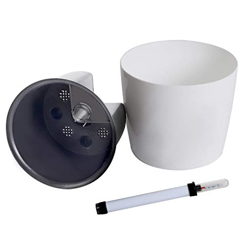 KINJOEK 4 Packs 7 Inch Self Watering Planter with Water Level Indicator, Modern Garden Decorative White Flower Pot for House Plants, Flowers, African Violets, Succulents, White