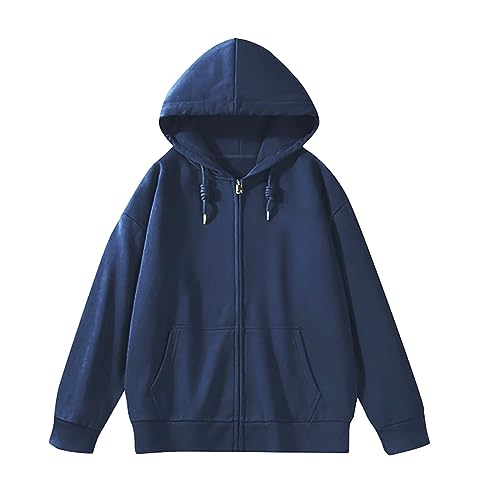 SCBFDI Veste a Capuche Femme, Veste Bomber Femme Kaki Sweat Capuche Mi Saison Grande Taille Sweet Rose Trasher Femmes Pull Zip a Personnalisable Bleu M