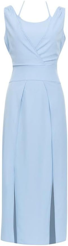 JSEIAJB Sexy Halter Hanging Neck Cross Irregular Skirt Slim Dresses