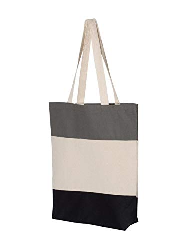 Q-Tees 11L Tri-Color Tote One Size Black/Natural/Light Grey