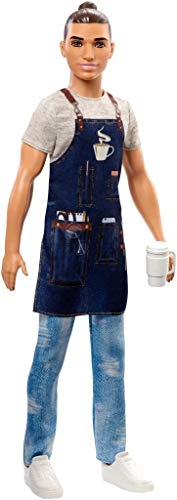 Muñeco Ken Barista con Delantal y Accesorio de Café miniatura 1