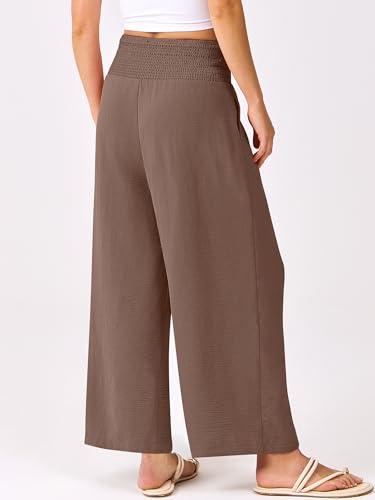 Image of ANRABESS Womens Wide Leg Palazzo Pants with Pockets | Lightweight Breathable High Waisted Pants, Beach Vacation Flowy, Lounge & Casual Summer Trousers